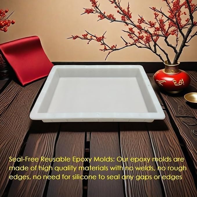 2Pcs Large Reusable Epoxy Resin Table Mold 15.7x15.7x3 inch 11.8x11.8x3 inch - Image 6
