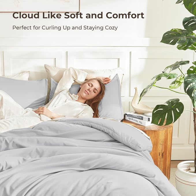 Litanika Oversized King Comforters Light Grey Super King Plus Size, 3 Pieces - Image 2