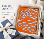 Framed Sardine Fish Canvas Wall Art, Bold Orange Background school Sardines - Image 8