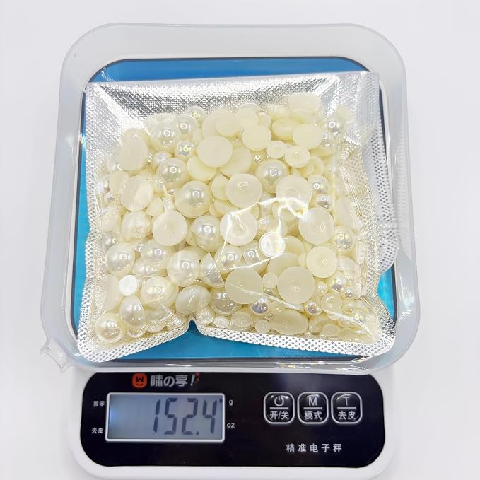 1500PCS 3-14mm Ivory AB Flatback Pearls, 150g Half-Round ABS Pearls - Image 5