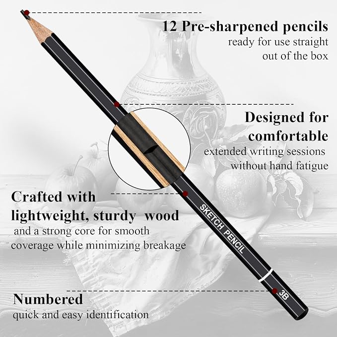 Aenir Sketch Pencils for Drawing, Artist Graphite Pencils, Sketch Set for - Image 3
