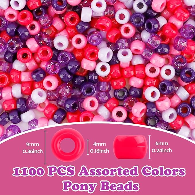 1100pcs Pony Beads, Hair Beads, Small Bulk Christmas Bracelet Bead, Cuentas - Image 2