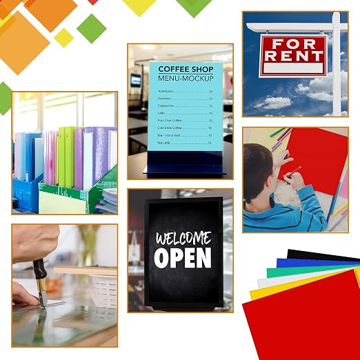 Outus 6 Pieces Colored Acrylic Sheet White 12 x 12 Inch Colorful Clear Sheet - Image 7