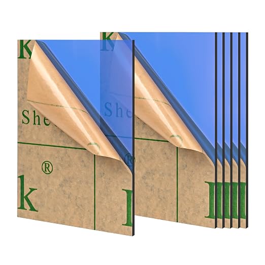 Lesnlok Blue Acrylic Sheets 1/8 inch Thick 3mm 6 Pack 3 x 5 Clear Plexiglass by Lesnlok