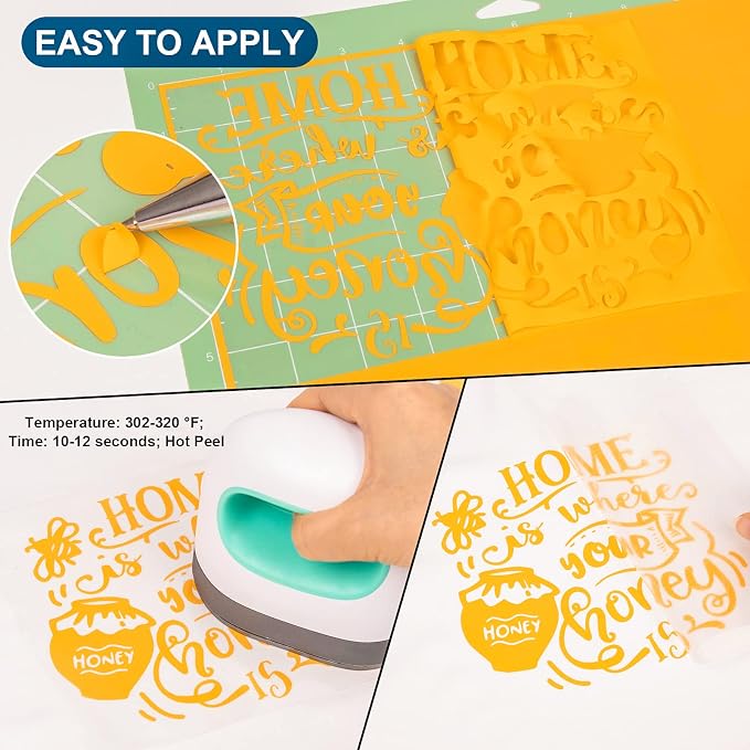VINYL FROG Yellow Heat Transfer Vinyl Rolls 12" x25ft Iron on Vinyl | Yellow - Image 2
