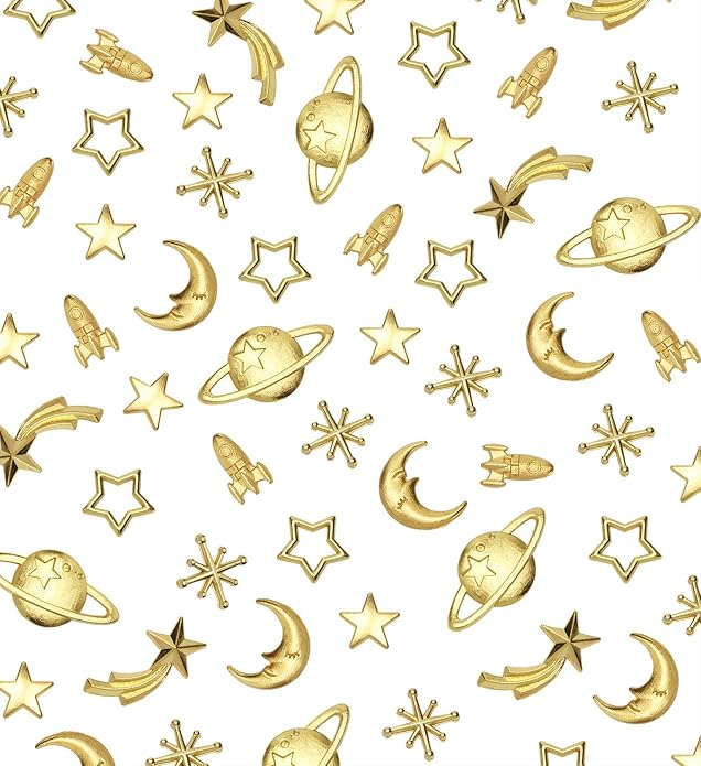 PENTA ANGEL Cosmos Themed Resin Fillers Charms Beads 42Pcs Gold Alloy Star Moon - Image 2