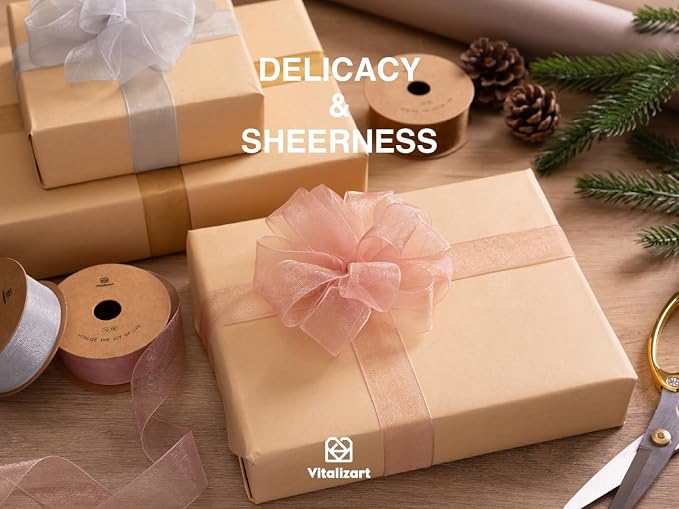 Vitalizart Organza Ribbon 1" x 90Yd Mixed Color Sheer Ribbons Set 10 Yd x 9 - Image 3