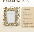 Cuspin 3.5x5 Picture Frame Small Gold Frames, Vintage Gold Palm Leaves Textured - Image 4