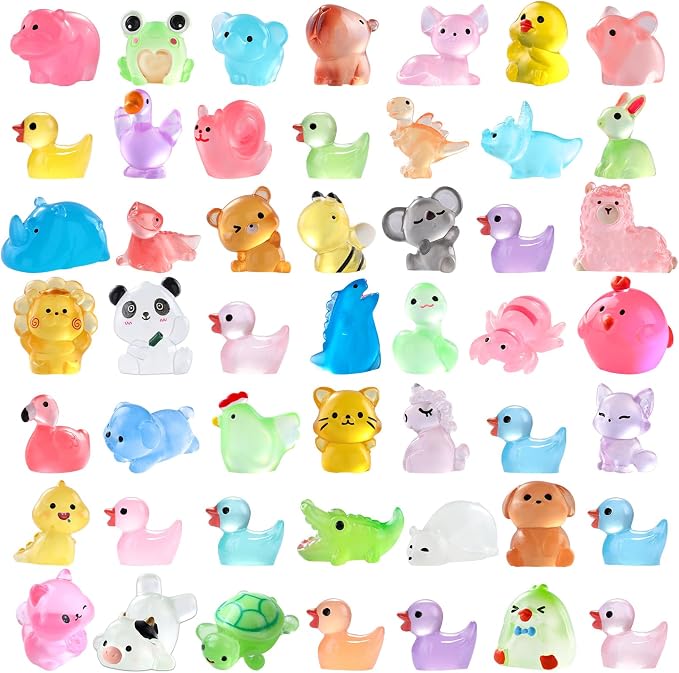 DIYDEC 60PCS Luminous Mini Resin Animals 60 Styles Miniatures Glow in The Dark by DIYDEC