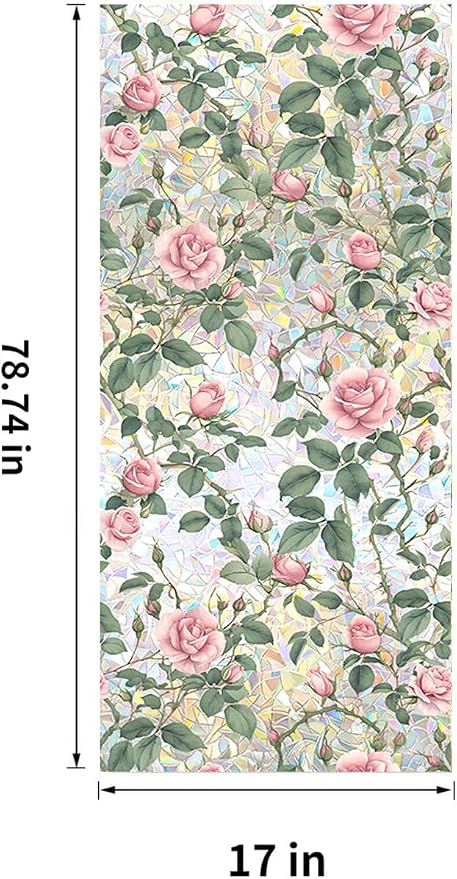 Stained Glass Window Cling, Rainbow Tinted Window Film Sun Blocking, Floral - Image 2