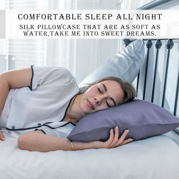 Silk Pillow Cases 2 Pack, Soft Breathable and Sliky Standard Size Pillow Cases - Image 6