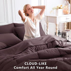 CozyLux Queen Comforter Set Cocoa Powder, 7 Pieces Bed in a Bag, All Season - Image 4