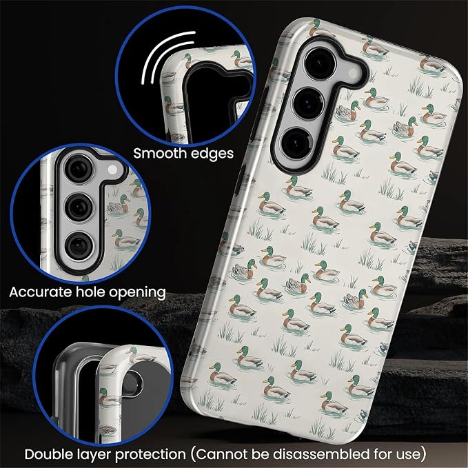 for Samsung Galaxy S23 Plus Case, Cute Duck Pattern Glossy 2 in 1 Shockproof - Image 5