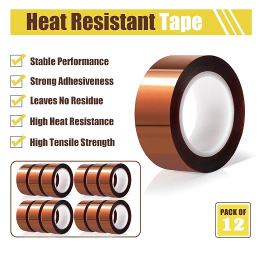 MEBMIK 12 Rolls 20mm x16m Heat Tape High Temperature Heat Resistant Tape Heat - Image 3