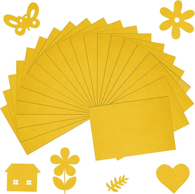 20 Pcs Yellow Felt Fabric Sheet 8" x 12" Assorted Color Felt Fabric Sheets by Bringsparkletoeverydaylife
