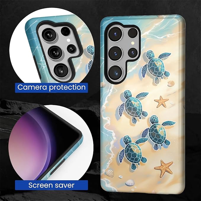 for Samsung Galaxy S25 Ultra Case, Sea Turtle Beach Pattern Glossy 2 in 1 - Image 6