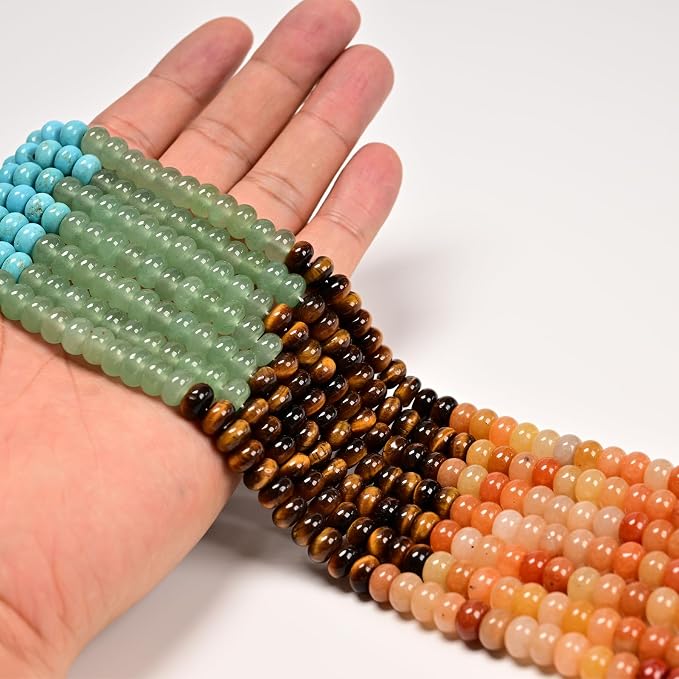 5x8mm Natural Rondelle Beads – Loose Gemstone Spacers - Image 3