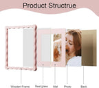 10x10 Picture Frame with Mat for 8x8, Wavy Edge Wooden Real Glass Photo Frame - Image 5