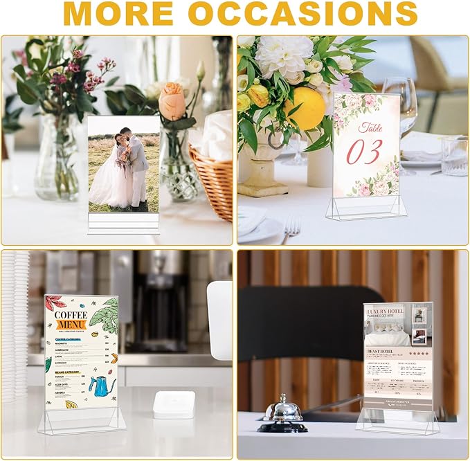 EHWINE Acrylic Sign Holder 8.5 x 11, 8 Pack Double-Sided Tabletop Stand | - Image 6