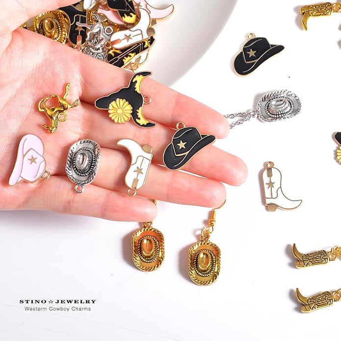 Western Cowboy & Cowgirl Charms, Boot Gun Hat Horse Cactus Trinkets - Image 4