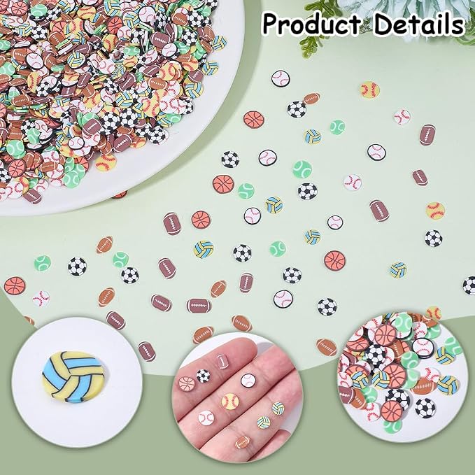 SUNNYCLUE 90G Polymer Clay Slices Ball Cabochon Mini Football Rugby Baseball - Image 6