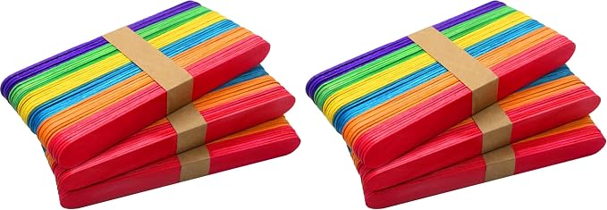 WISYOK 120 Pcs 6” Colored Jumbo Wooden Craft Sticks by WISYOK