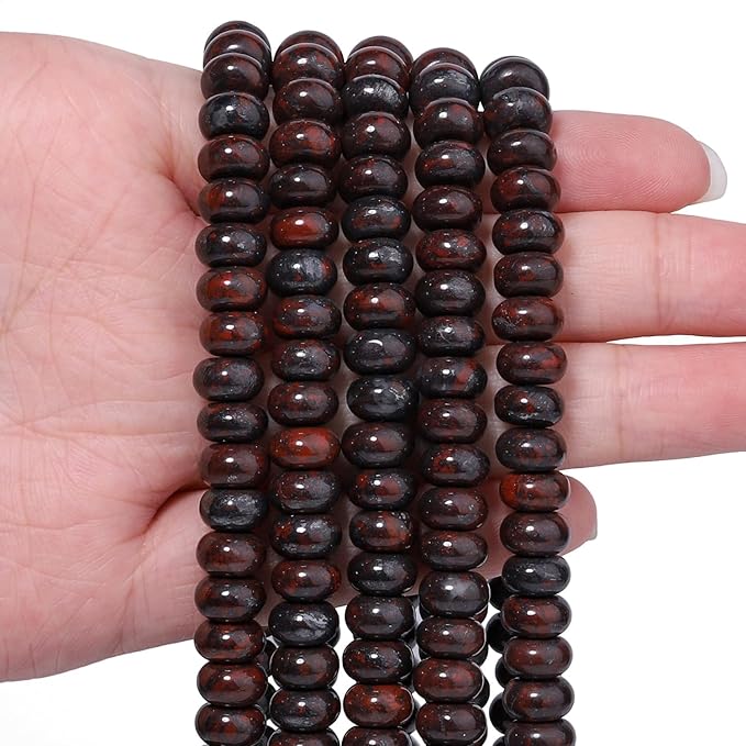 Songxi 5x8mm Natural Deep Red Stone Rondelle Beads, Gemstone by SongXi