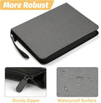 GERMUN 3 Ring 9 Pocket Zipper Card Binder, 720 Double Sided Standard PU Trading - Image 4