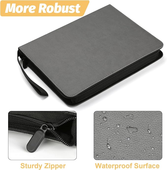 GERMUN 3 Ring 9 Pocket Zipper Card Binder, 720 Double Sided Standard PU Trading - Image 4