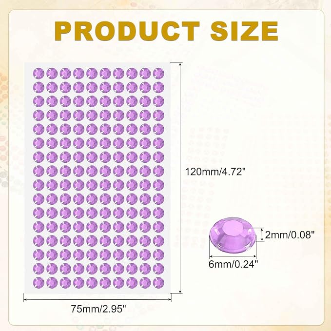 HARFINGTON 5 Sheet/800pcs Rhinestone Adhesive Stickers Self Adhesive Acrylic - Image 2
