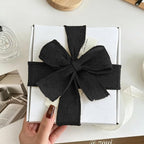 Black Burlap Ribbon 1-1/2 inch X 10 Yard Black Linen Wired Ribbon | Natural - Image 4