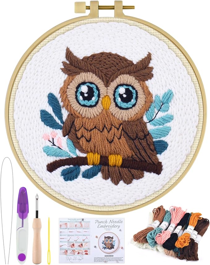 ERKOON Punch Needle Kit for Beginners Adults, DIY Easy Animal Embroidery Set by ERKOON