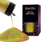 Renfio Holographic Ultra Fine Glitter Powder Metallic Resin Glitter 2.11 Oz PET by Renfio