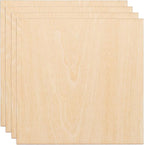 HARFINGTON 4pcs 3mm Basswood Plywood Sheets 4" x 4" x 1/8" Thin Unfinished by HARFINGTON