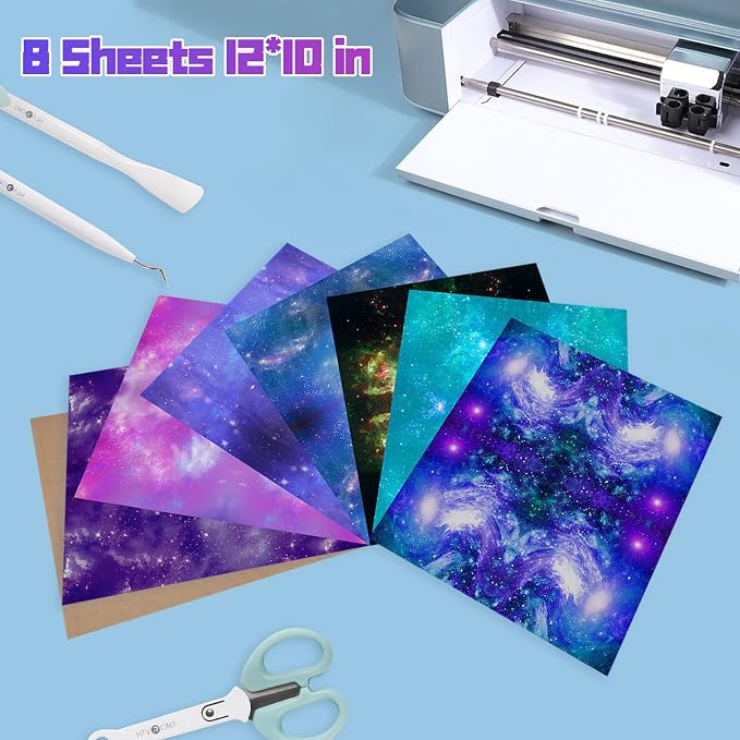 HTVRONT Galaxy Heat Transfer Vinyl, 7 Pack 12x10in Starry Sky Iron on Vinyl | - Image 4