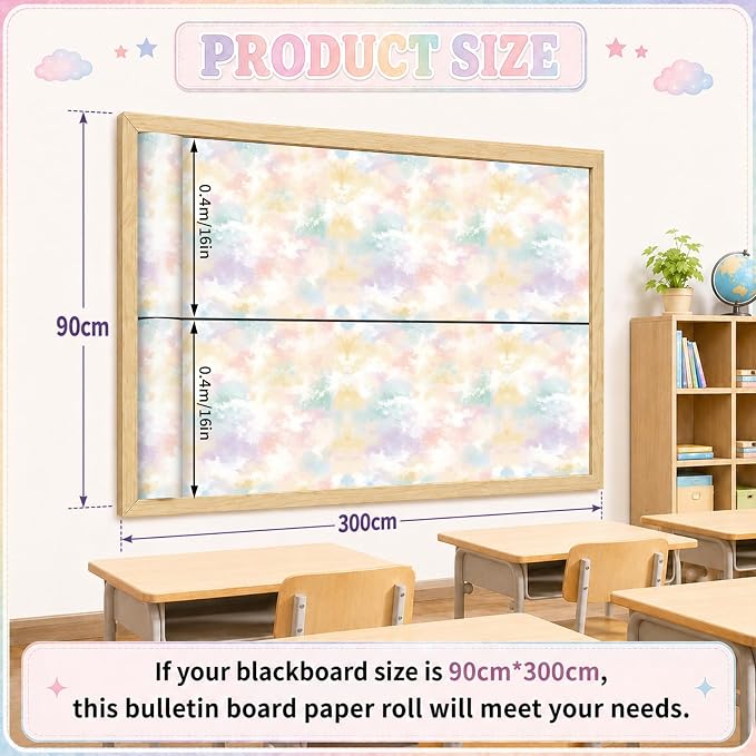 Pastel Tie-Dye Bulletin Board Roll Non-Woven Fabric Poster 16in X 20ft | Back - Image 3