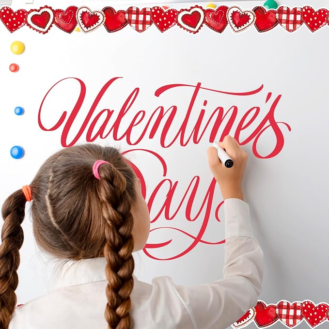 FYSUIMU 65.6 Ft Valentine's Day Bulletin Board Borders Vintage Red Heart Shaped - Image 7