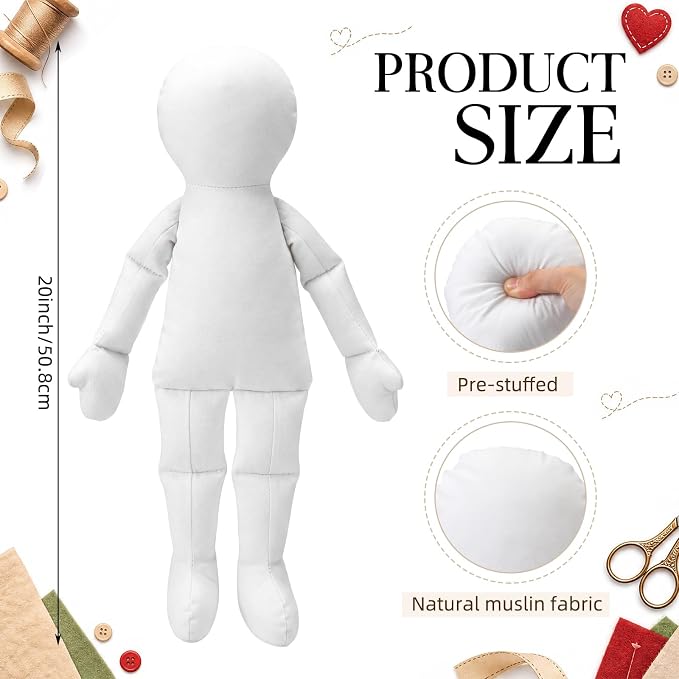 1 Pcs Cloth Doll Body Blank Models Pre-Stuffed Muslin Doll Bodies - Image 2