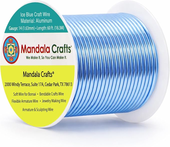 Mandala Crafts 14 Gauge Ice Blue Anodized Aluminum Craft Wire, 60 FT | Colored by MandalaCrafts