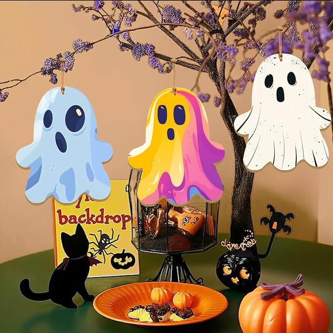 Large Size 7" Halloween Wooden Slices Unfinished Blank Wooden Ornaments DIY - Image 4