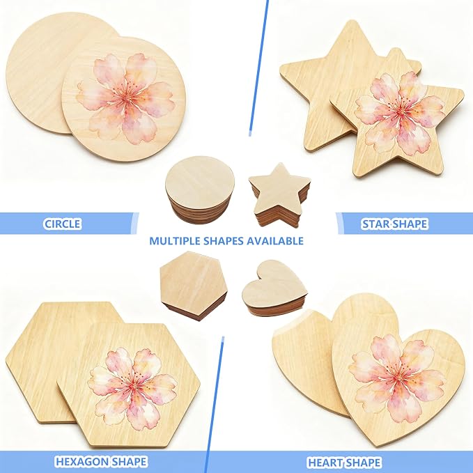 50PCS Wooden Hexagonal, Made of Basswood, 4 Inch Unprocessed Wood Pieces - Image 7