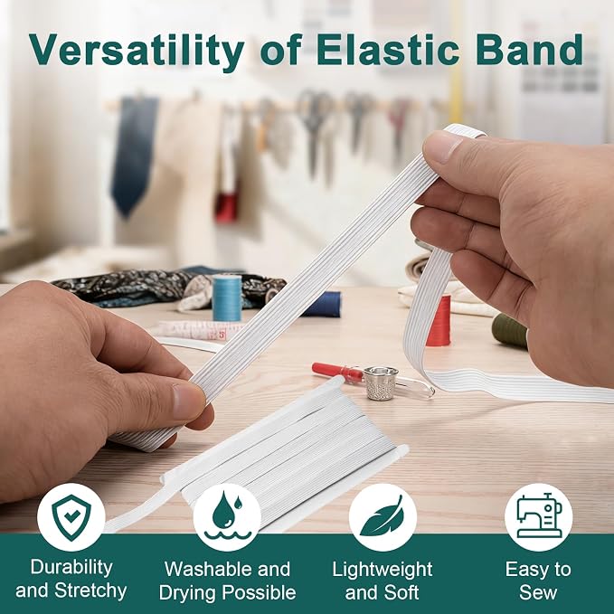 Airisoer 1/2 Inch Elastic Band for Sewing, 12 Yard High Elasticity Sewing - Image 5