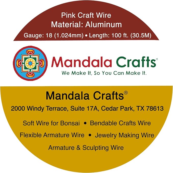 Mandala Crafts 18 Gauge Pink Anodized Aluminum Craft Wire, 100 FT | Colored - Image 3