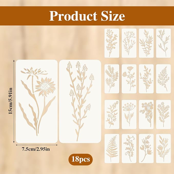 Stencils for Painting on Wood, Reusable Flower Stencils Painting Crafts - Image 2