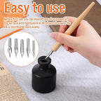 salbsever 12PCS Dip Pen Nibs, Dip Pen Set, 2 Wooden PenHolders and 10 Stainless - Image 4
