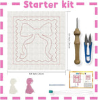 INFUNLY Pink Bow Punch Needle Embroidery Kit 9.4" DIY Punch Embroidery Kit - Image 2