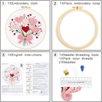 Heart Flower Embroidery Kits for Beginners Adults, Counted Cross Stitch Kits - Image 6