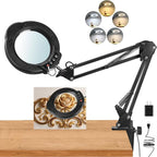 12X Magnifying Glass with Light and Stand, Upgrade Real Glass Magnifying lamp by Yondlax