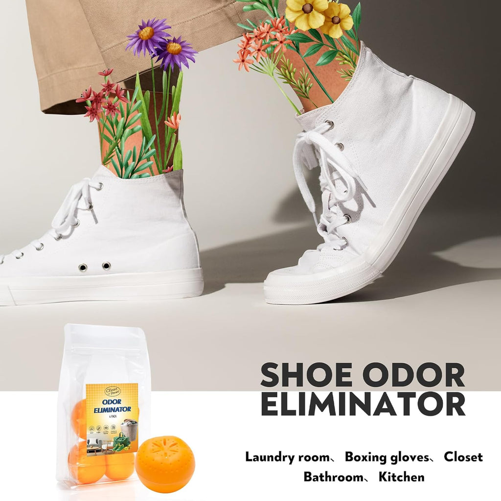 4 Pack Baking Soda Deodorizers, Shoe Deodorizer Balls, Air Freshener for Home, Odor Eliminator for Closets Bathroom Pets, Up to 80 Days