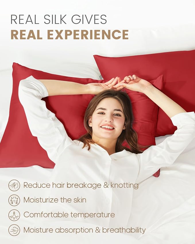 THXSILK Set of 2 100% Pure Mulberry Silk Pillowcases - Image 3